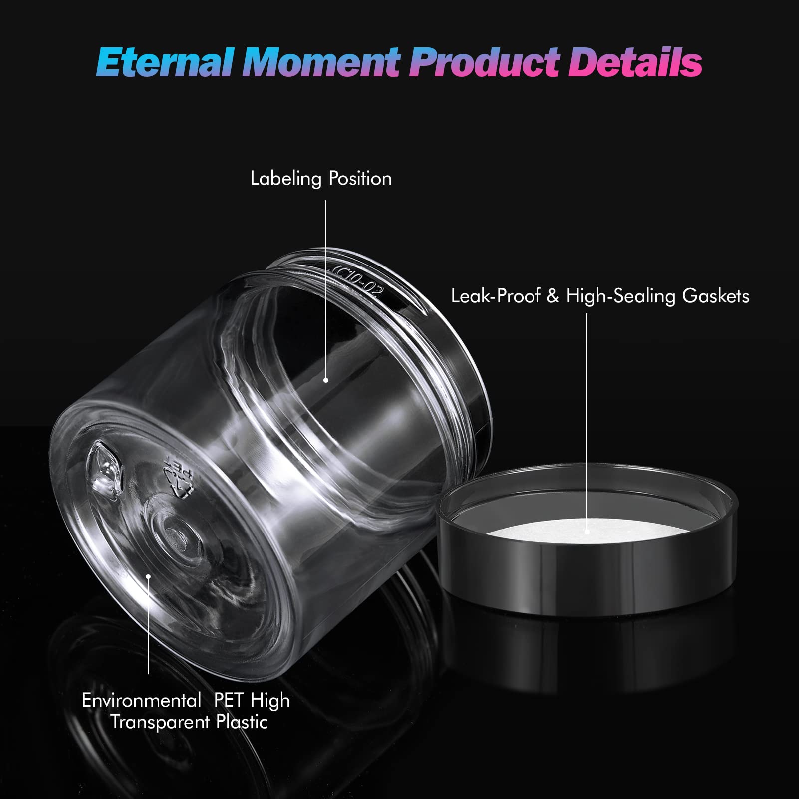 Eternal Moment 2 oz jar bottom view highlighting transparent base for showcasing contents.