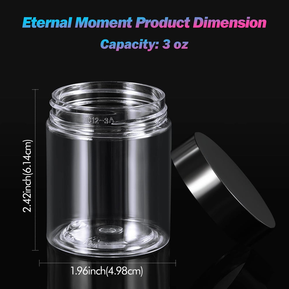 Eternal Moment 3oz round jar shows clear body for product visibility.