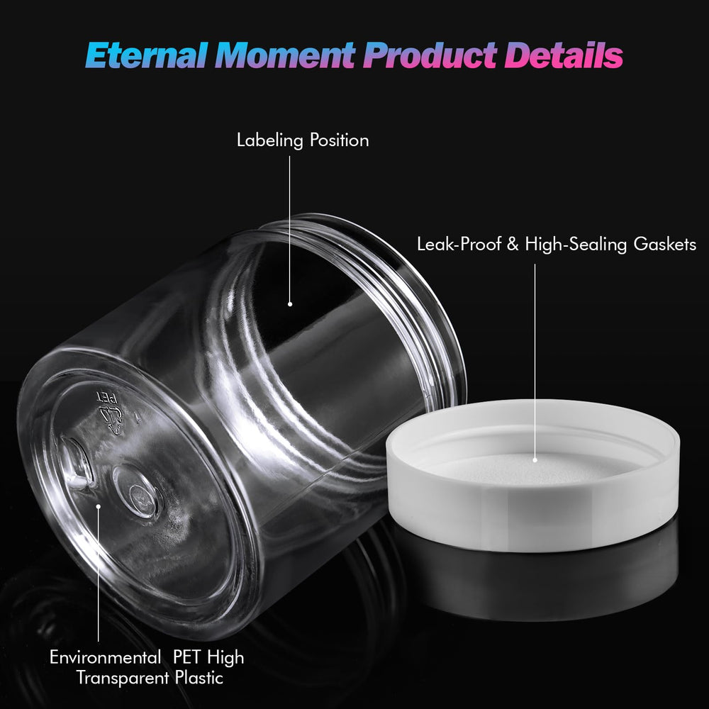Eternal Moment 4oz jar with white lid ideal for leak-free travel and storage