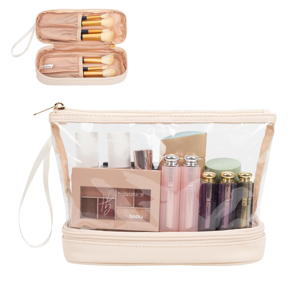 Ethereal Clear Makeup Bag front view shows transparent design for quick product access.