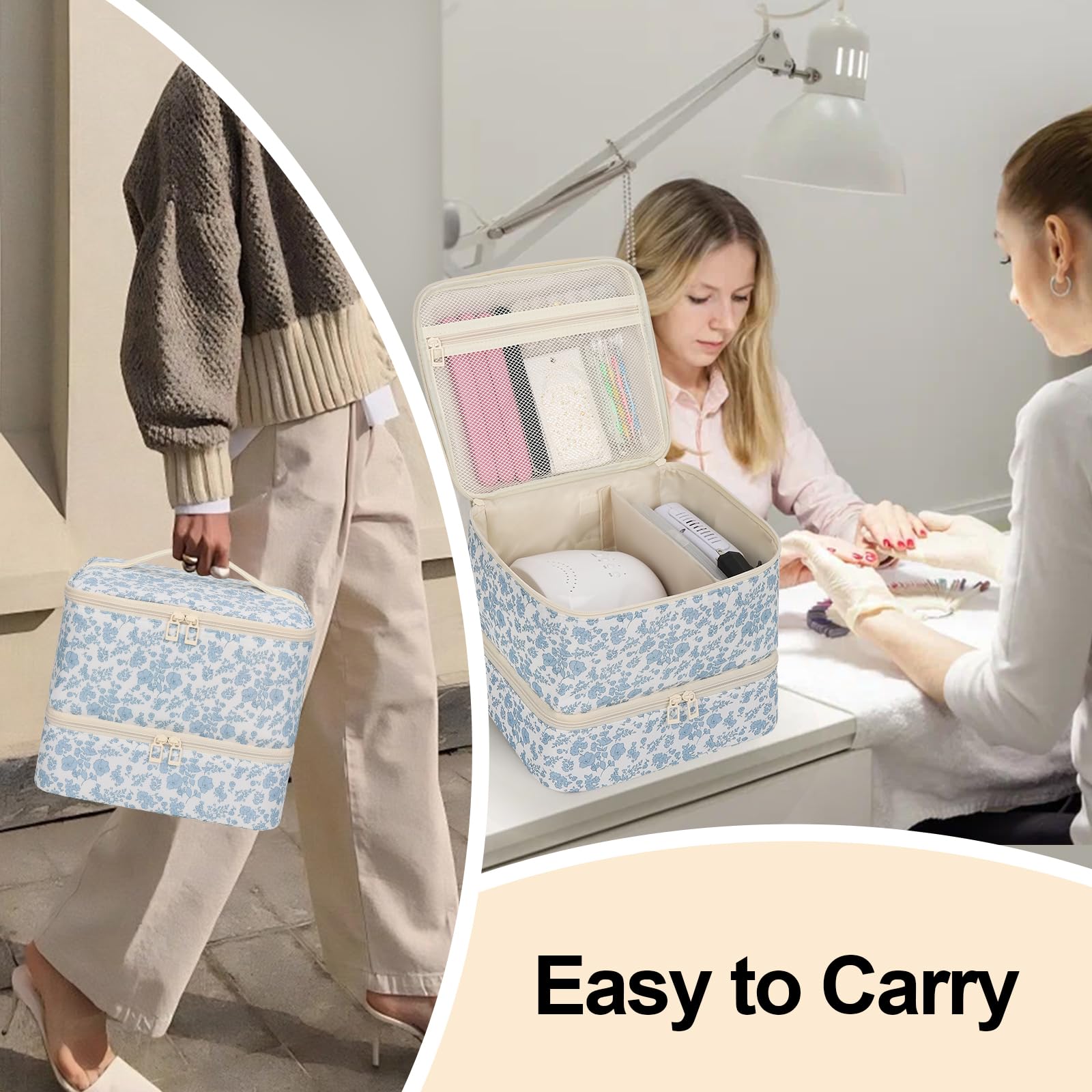 Ethereal Nail Polish Organizer Bag 30-bottles capacity enables efficient gel polish transport.