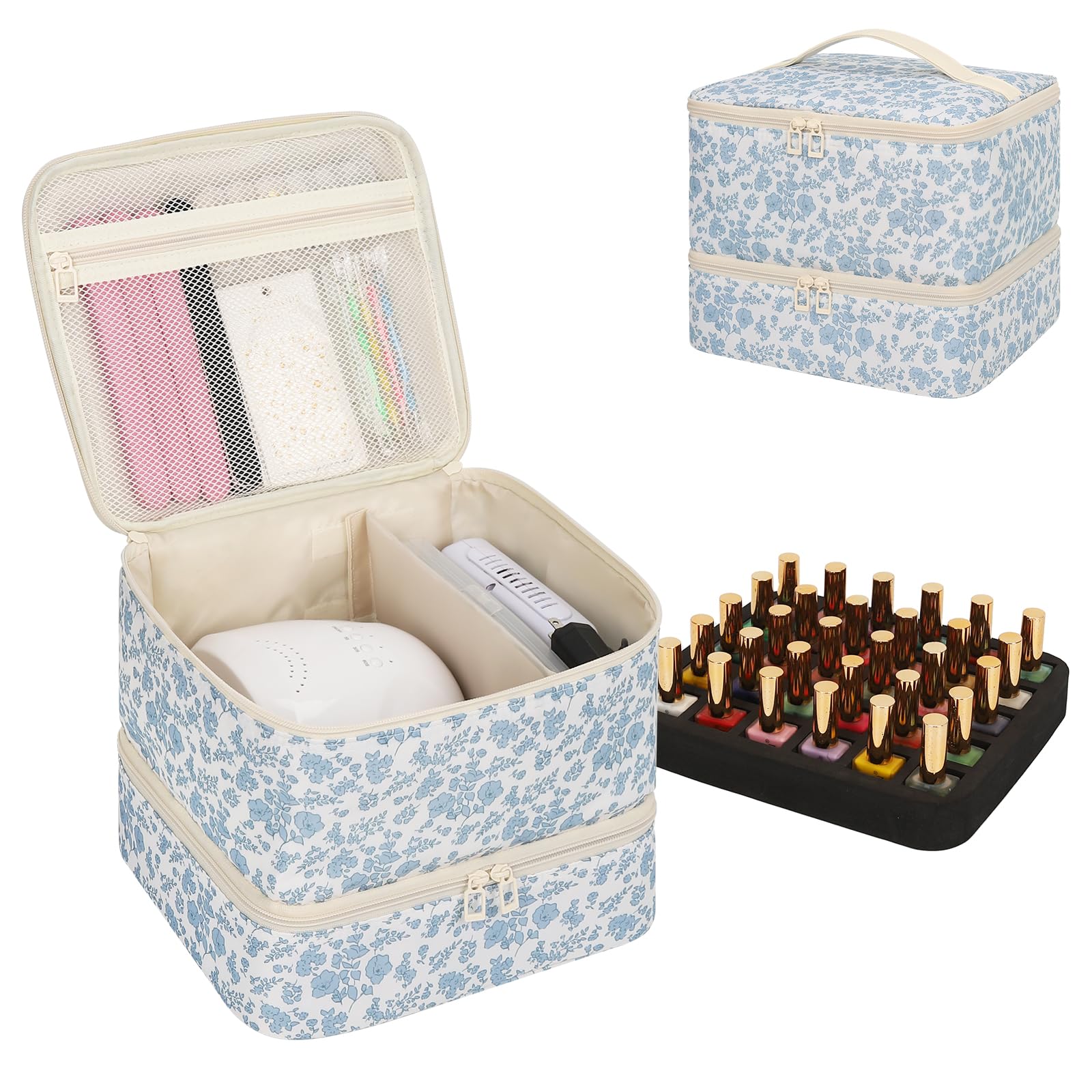 Ethereal Nail Polish Organizer Bag top view shows compact, travel-friendly design for on-the-go manicures.