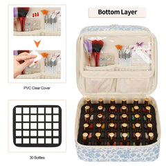 Ethereal Nail Polish Organizer Bag travel handle emphasizes portability for professionals.