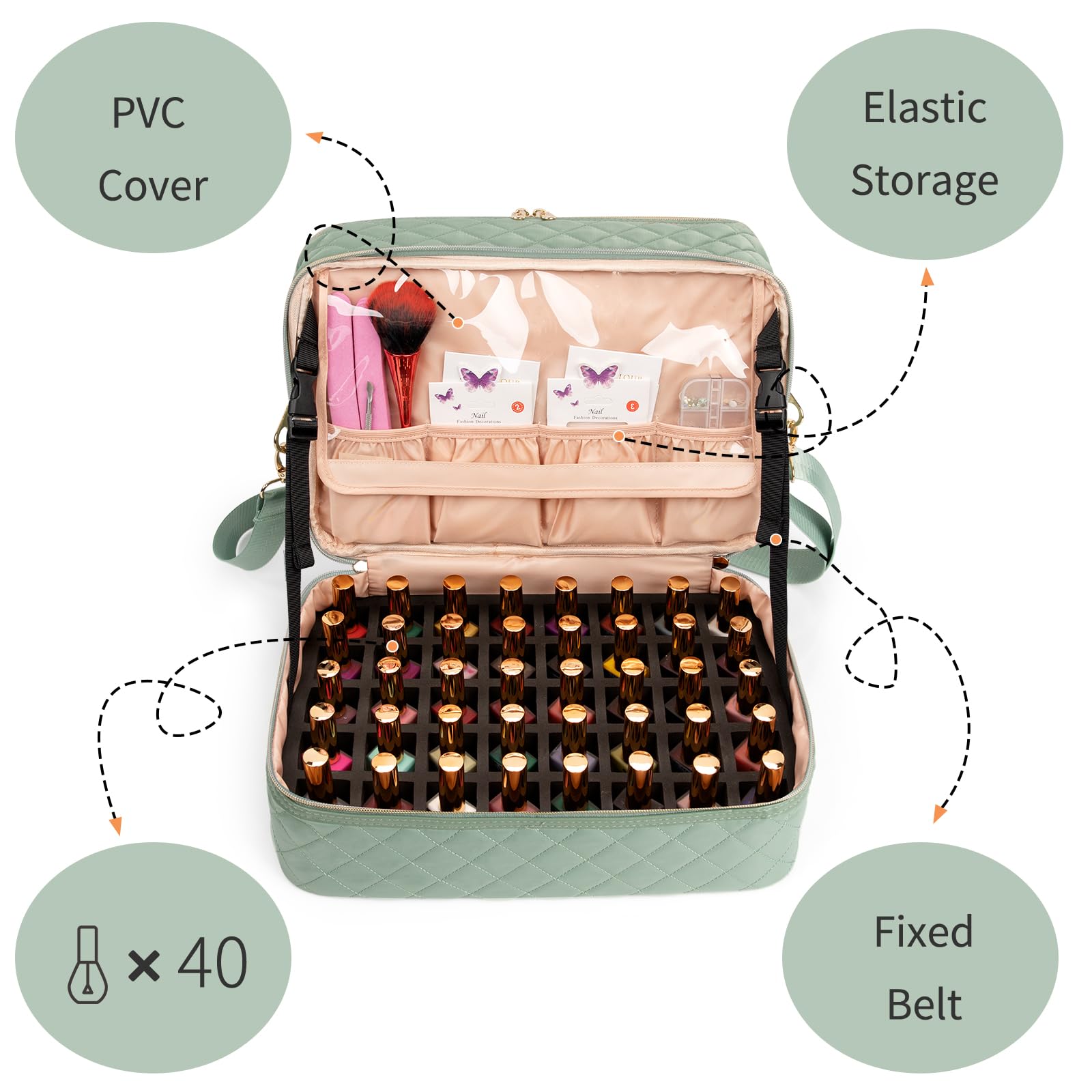 Ethereal nail-polish-organizer-case holds 50+ bottles for organized storage