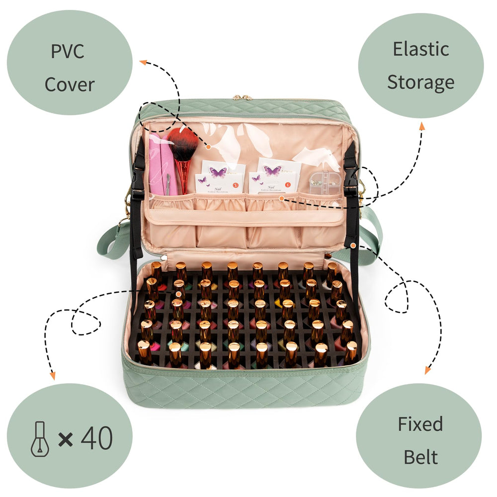 Ethereal nail-polish-organizer-case holds 50+ bottles for organized storage