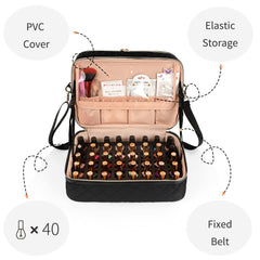 Ethereal nail polish organizer case shoulder strap supports on-the-go use.