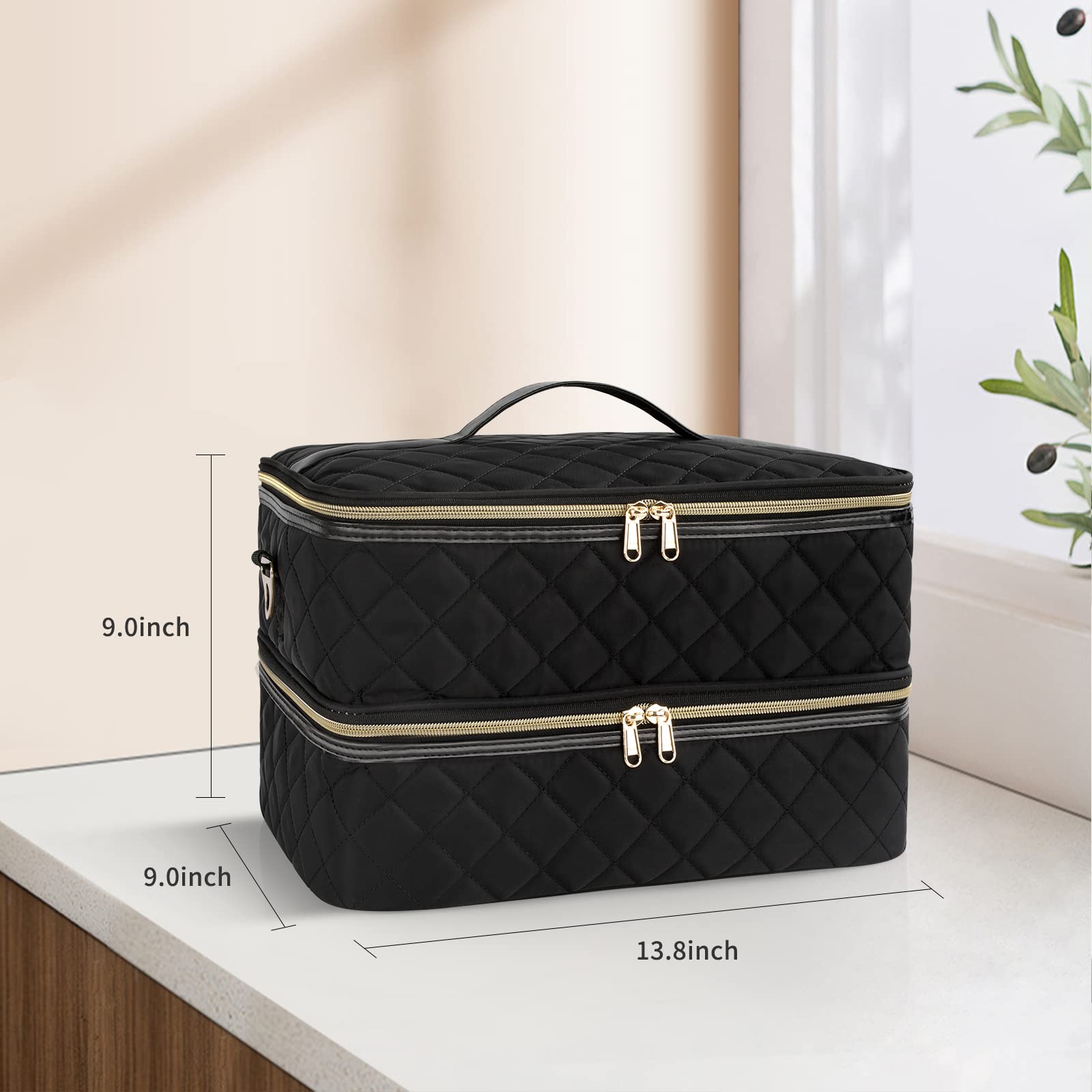 Ethereal nail polish organizer case trolley-compatible design simplifies travel setup.