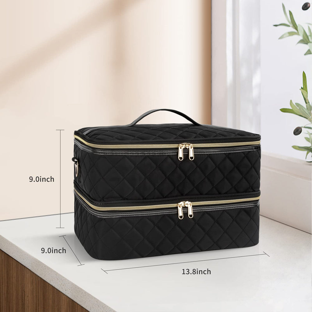 Ethereal nail polish organizer case trolley-compatible design simplifies travel setup.