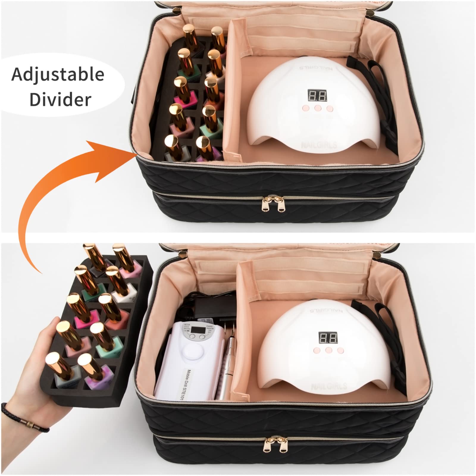 Ethereal nail polish organizer case waterproof vegan leather protects contents during travel.