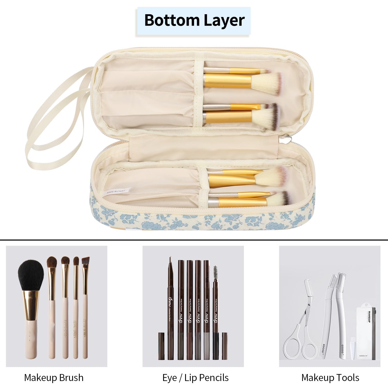 Ethereal small makeup bag waterproof material protects contents during handwashing and splashes.