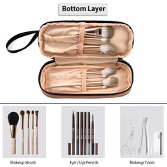 Ethereal striped makeup bag travel handle for easy carrying.