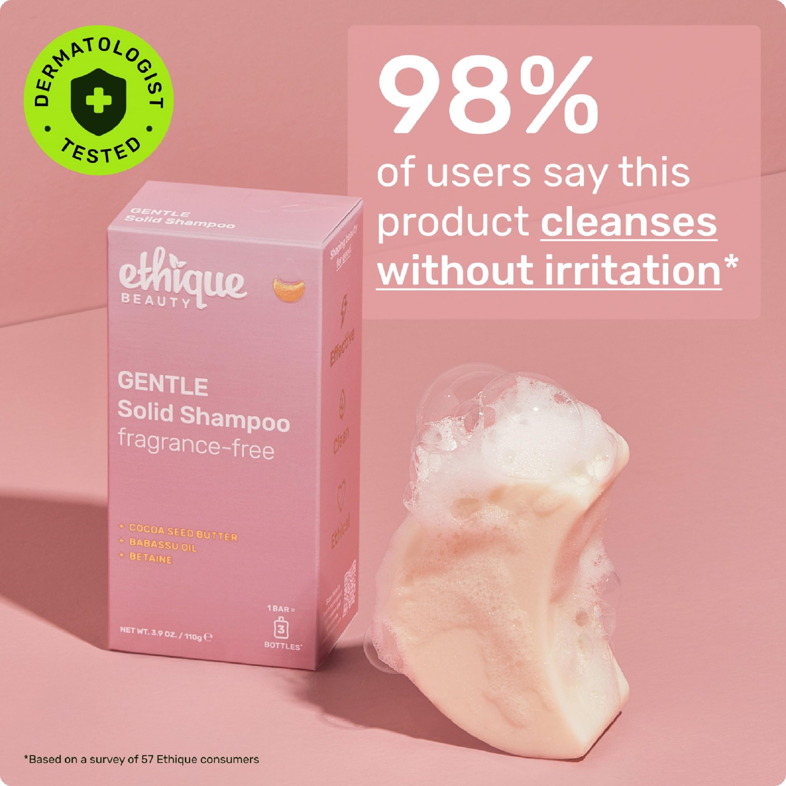 Color-treated hair with Ethique bar and moisture-friendly cocoa butter formula