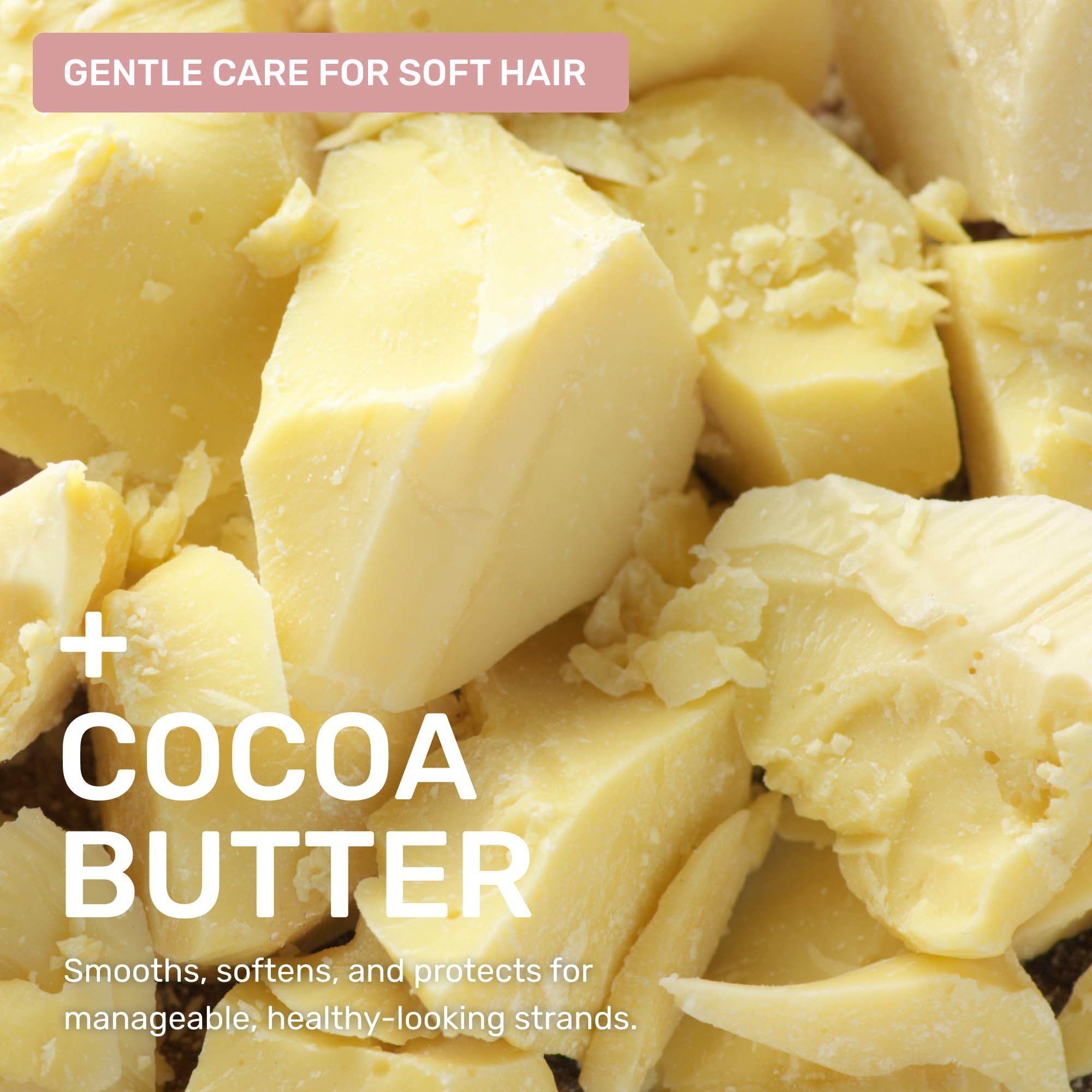 Close-up of cocoa butter and creamy lather on hair from Ethique bar