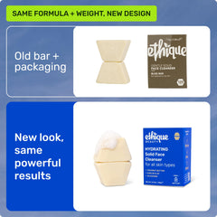 Ethique Hydrating solid cleanser packaging with vegan cruelty-free badge