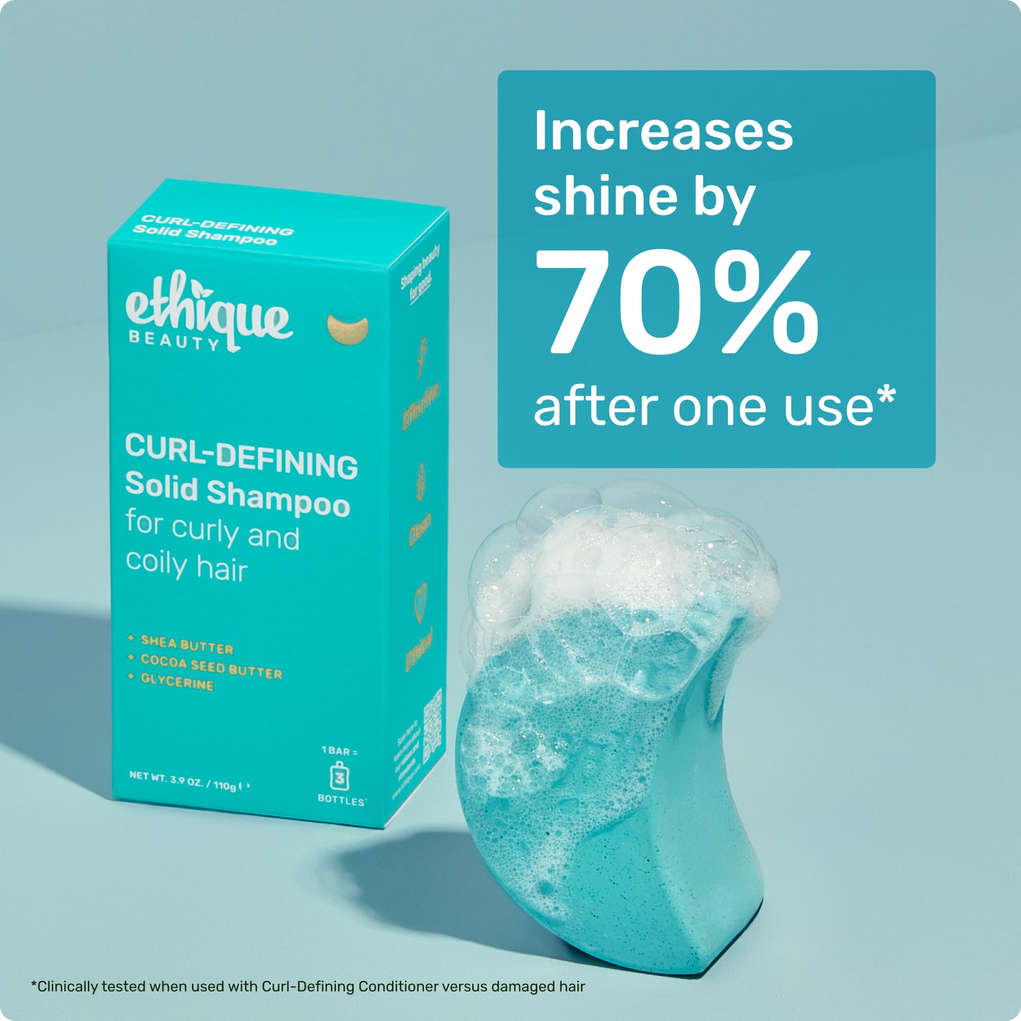 Ethique Professor Curl shampoo bar travel-size compact for on-the-go routines.