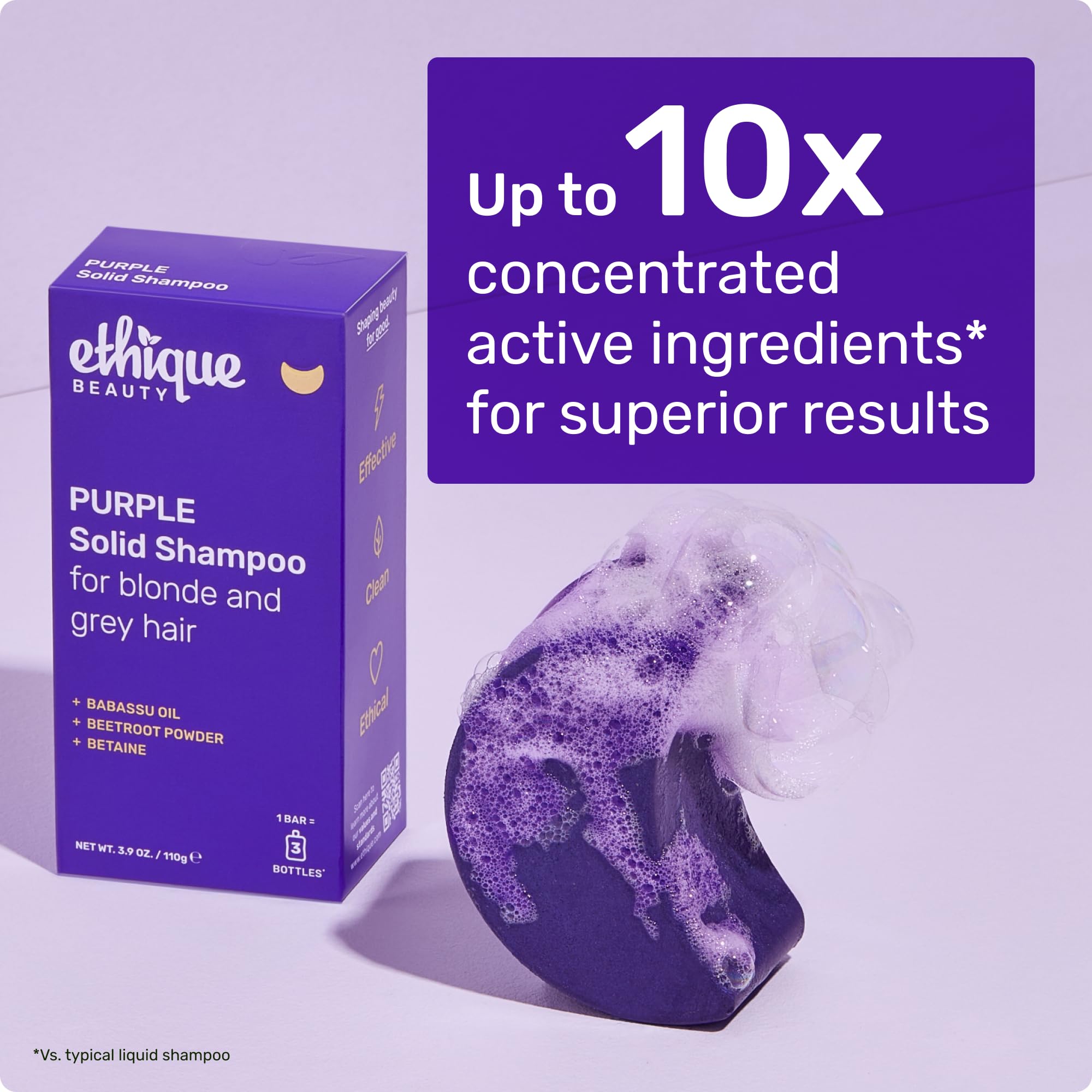 Ethique purple shampoo bar color-safe formula preserves vibrant color without stripping dye.
