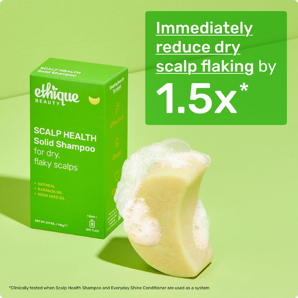 Ethique Scalp Health Shampoo Bar travel-size packaging ready for trips.