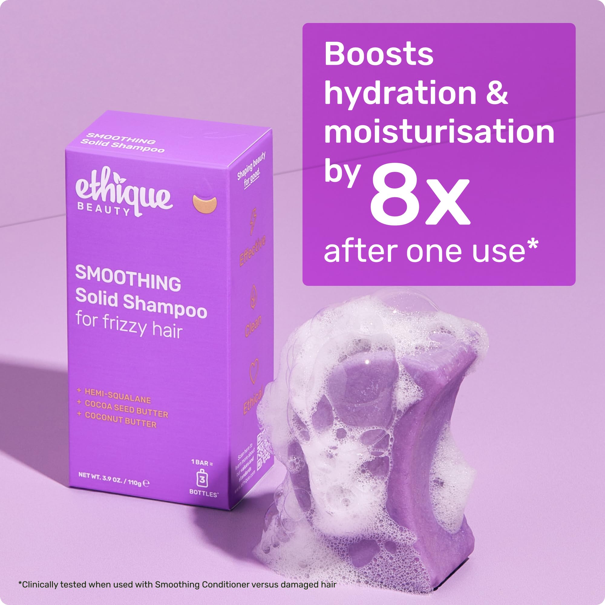 Ethique Smoothing Shampoo Bar color-treated hair maintained without color fade after use.