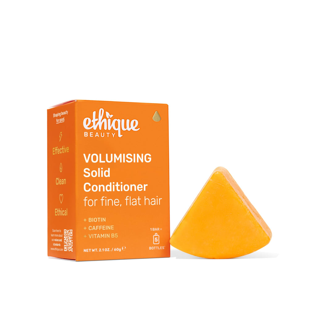 Ethique Volumizing Conditioner Bar biotin-ingredients highlights volume-boosting formula for fine hair
