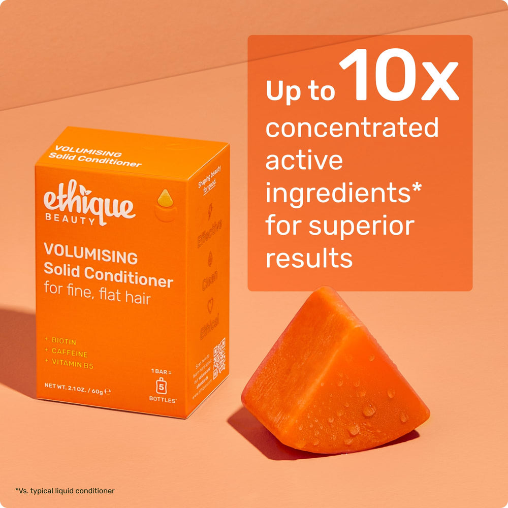 Ethique Volumizing Conditioner Bar color-safe text emphasizes color-treated hair care