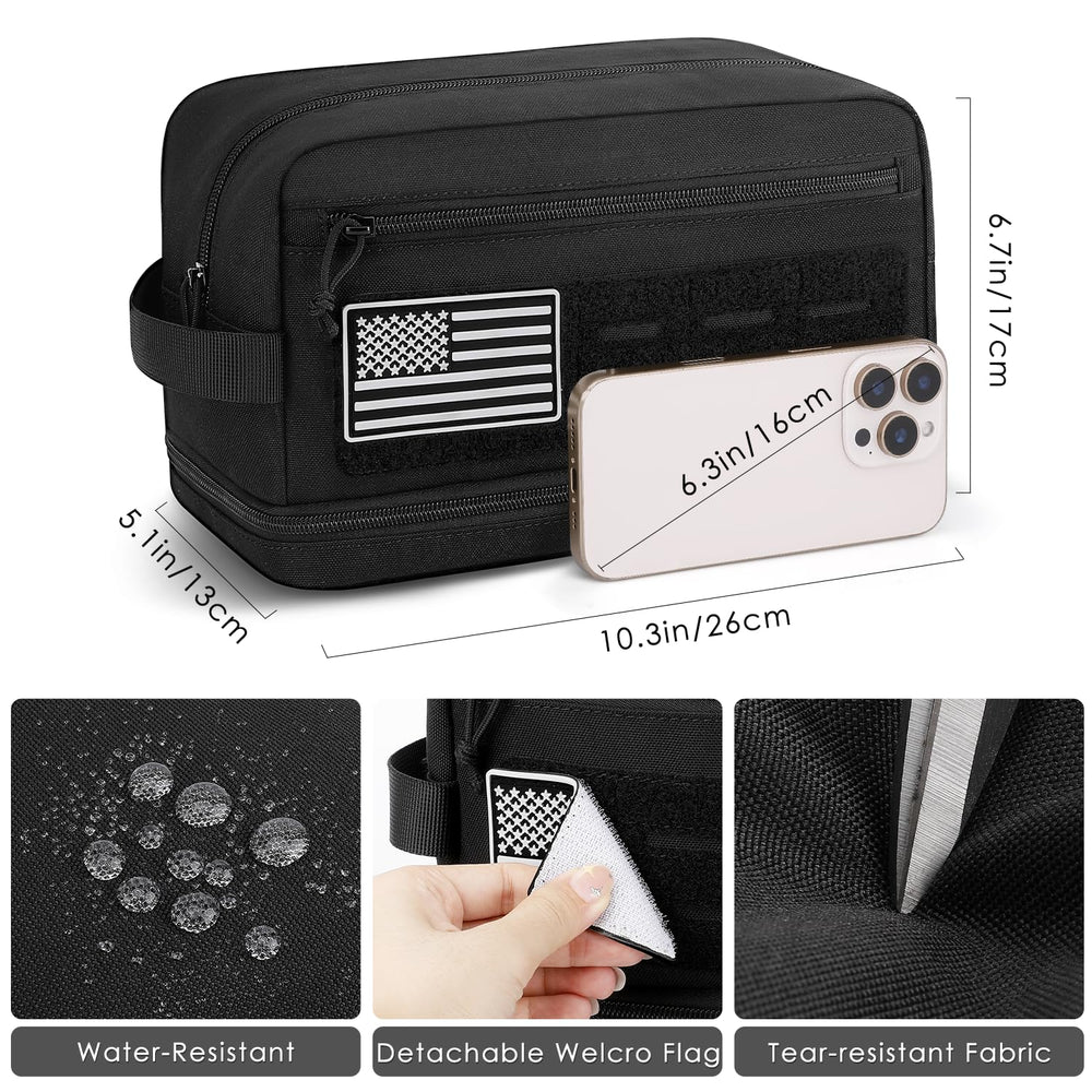 ETRONIK tactical toiletry bag main compartment with mesh pockets for easy visibility.