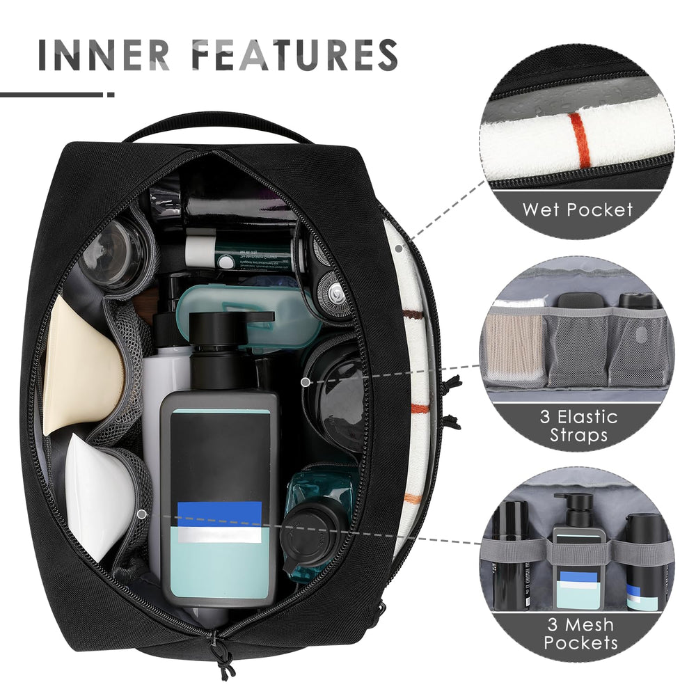 ETRONIK tactical toiletry bag water-resistant 900D fabric withstands travel wear.