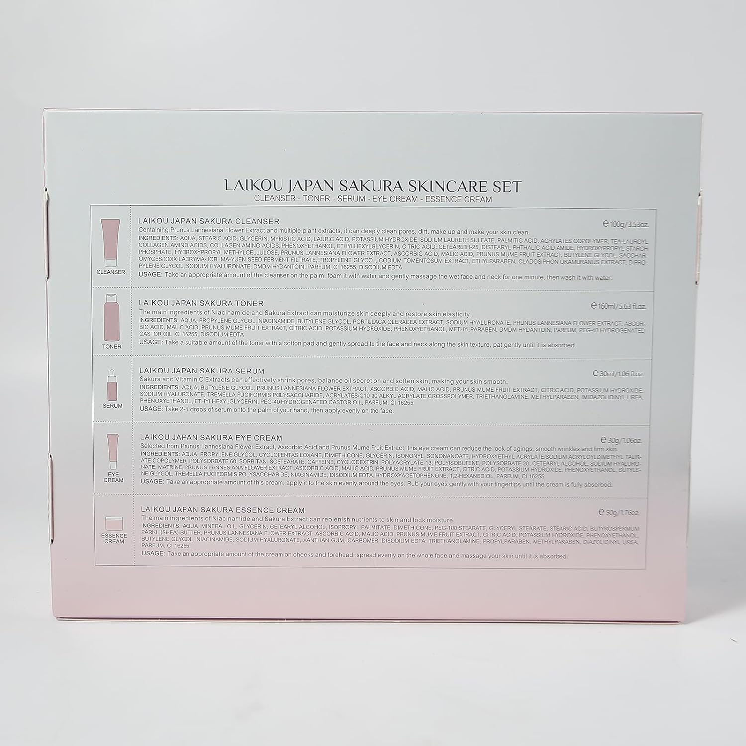 Etuanxi Cherry Facial Kit Open Box shows full five-piece routine