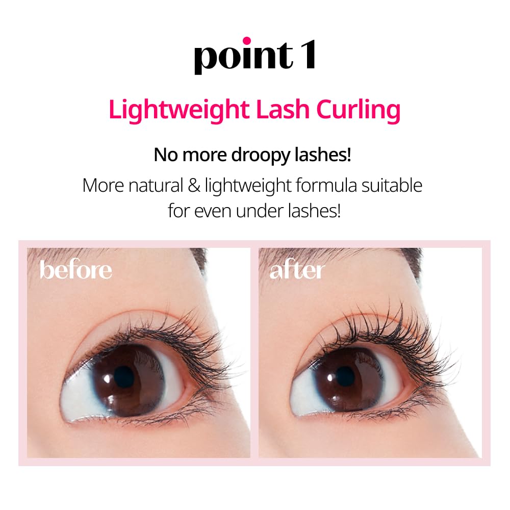 ETUDE Curl Fix Mascara applying to lashes for even coverage.
