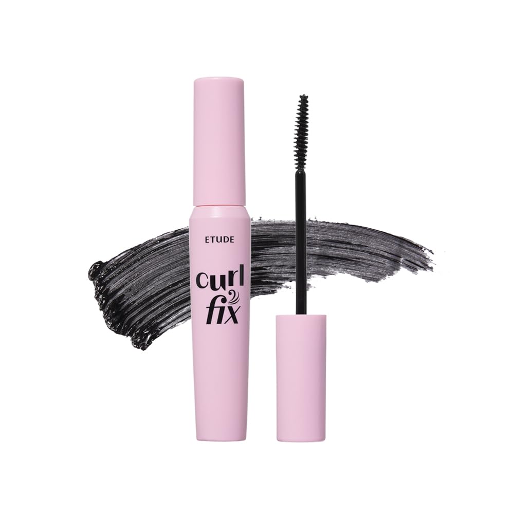 ETUDE Curl Fix Mascara square brush closeup for precise curling and natural volume