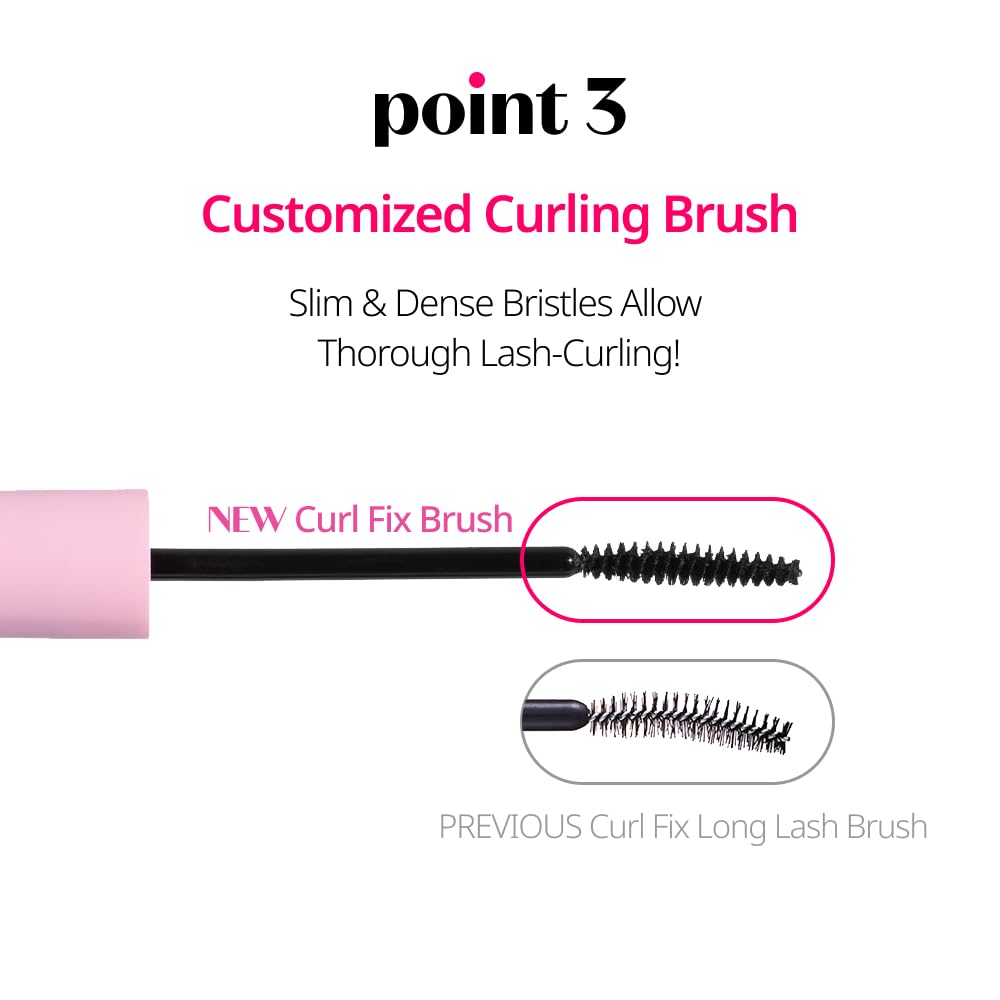 ETUDE Curl Fix Mascara withstands water exposure with waterproof, smudge-proof performance.