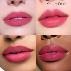 ETUDE Dear Darling Marker Tint 8 Cherry Punch application swatch demonstrates easy-drawing tip for precise lip art