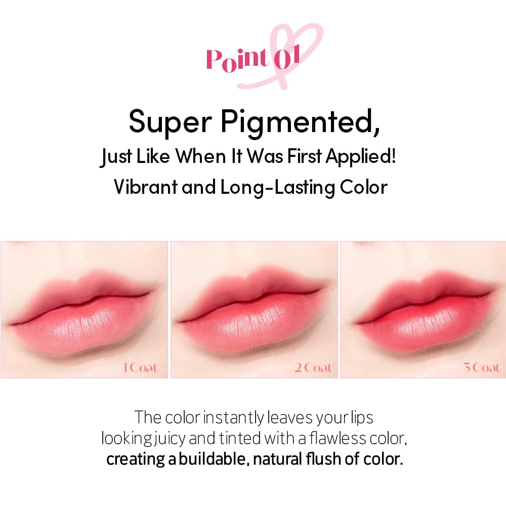 ETUDE Dear Darling Marker Tint 8 Cherry Punch gloss lips texture conveys light watery finish