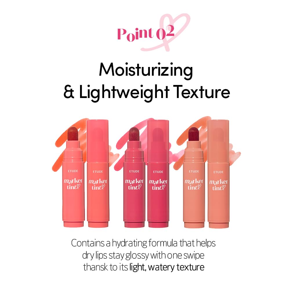 ETUDE Dear Darling Marker Tint 8 Cherry Punch long-lasting color without transfer on lips