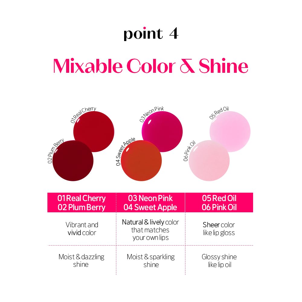 ETUDE Dear Darling Oil Tint #4 Sweet Apple gloss finish on lips