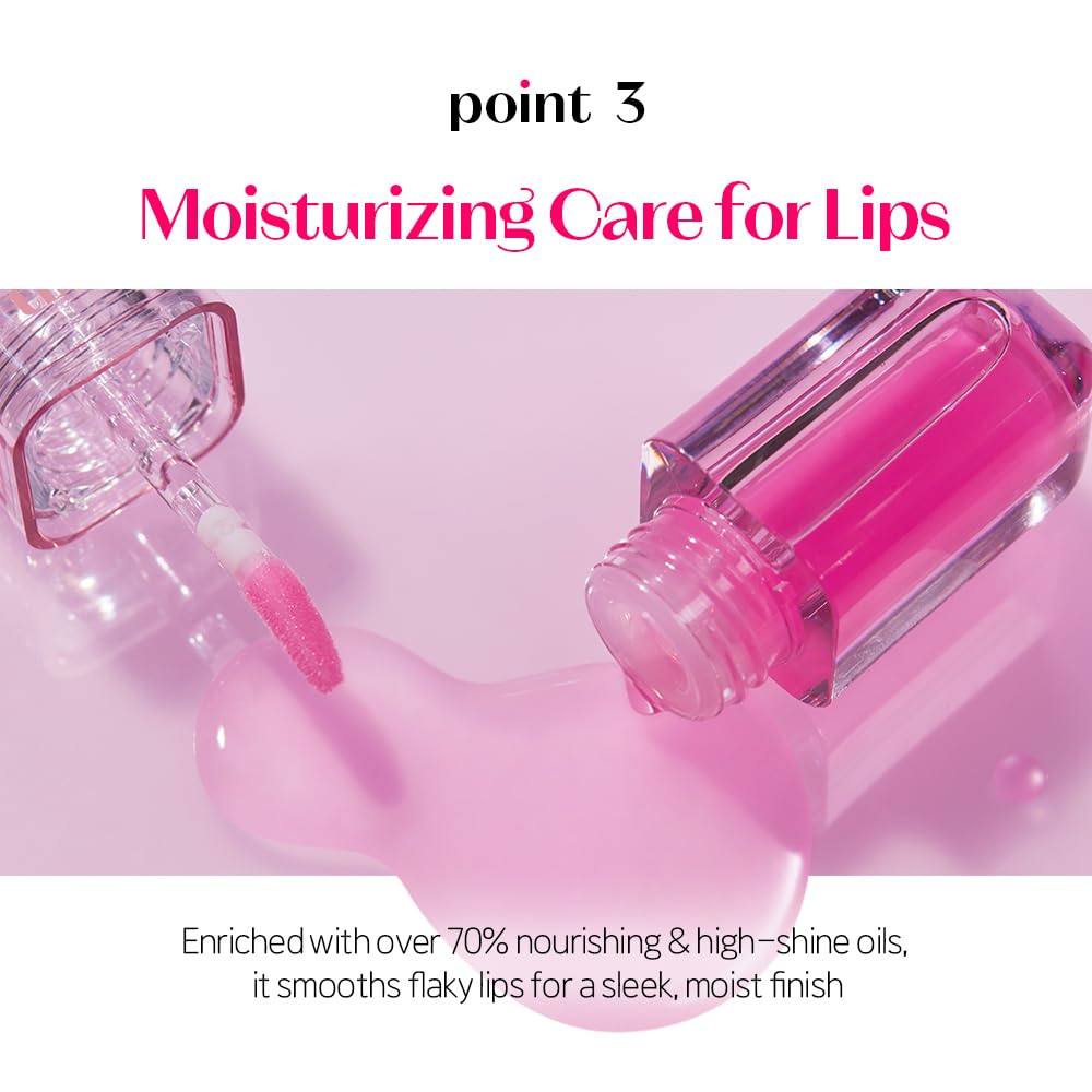 ETUDE Dear Darling Oil Tint #4 Sweet Apple lip application closeup