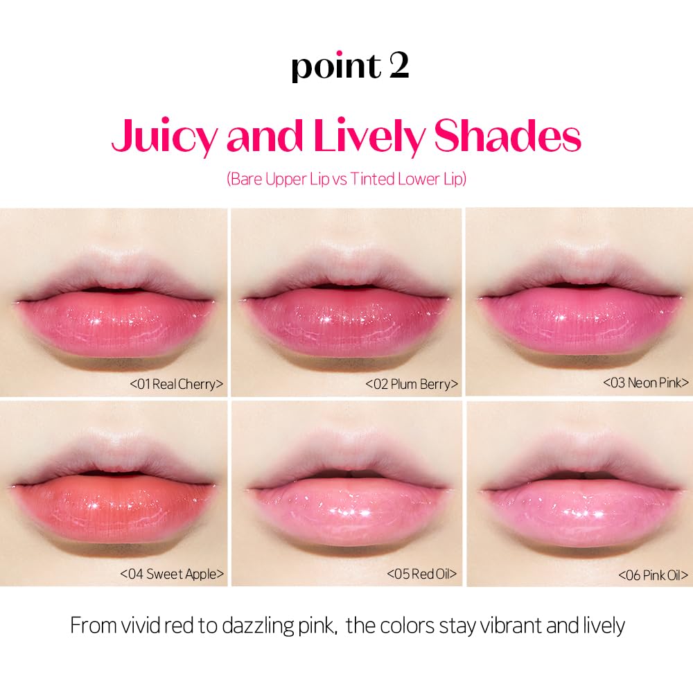 ETUDE Dear Darling Oil Tint #4 Sweet Apple pink swatch on lips