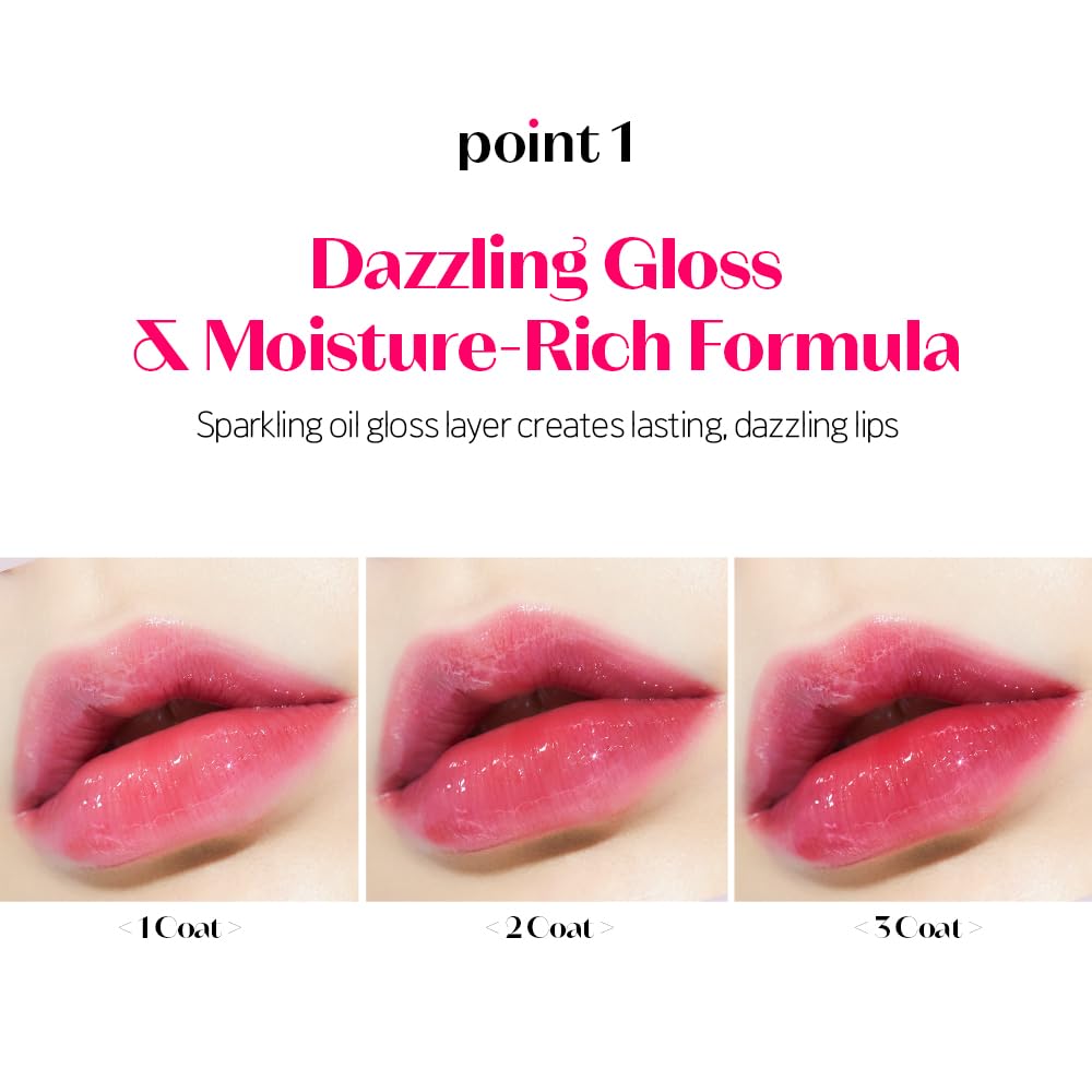 ETUDE Dear Darling Oil Tint #4 Sweet Apple red swatch on lips