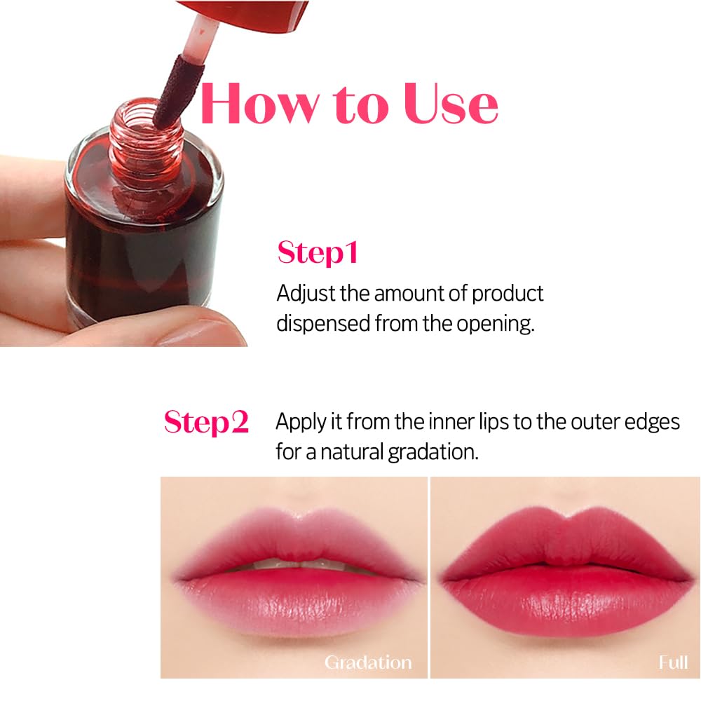 ETUDE Dear Darling Water Tint Grape Ade glossy finish on lips for comfortable wear.