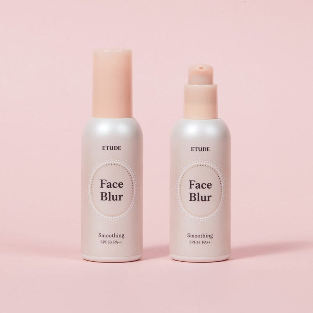 ETUDE Face Blur coral-base primer packaging on shelf.
