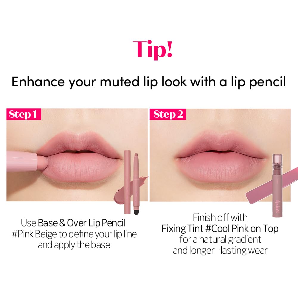 ETUDE Fixing Tint 01 Analog Rose matte finish close-up shows lightweight wear.