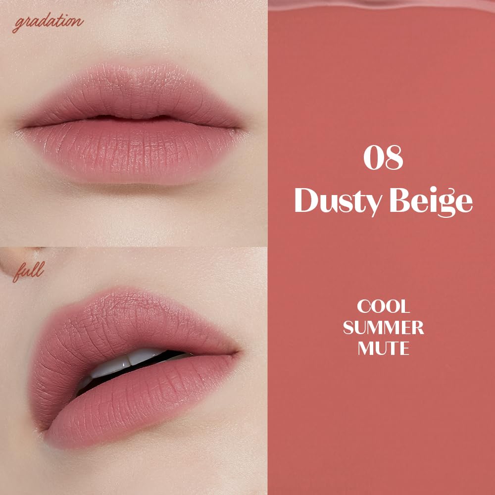 ETUDE Fixing Tint 08 Dusty Beige lip application close-up shows smooth glide