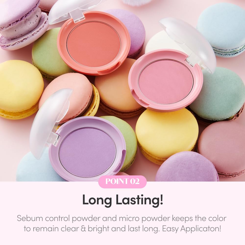 ETUDE Lovely Cookie Blusher Grapefruit Jelly brush usage demonstrates tapping technique