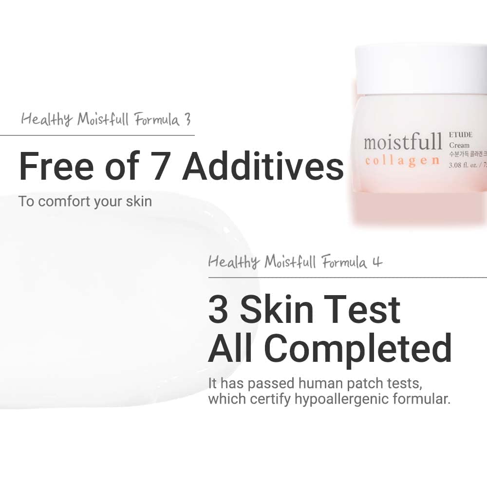 Close-up of ETUDE Moistfull ingredients featuring Super Collagen Water and oils.