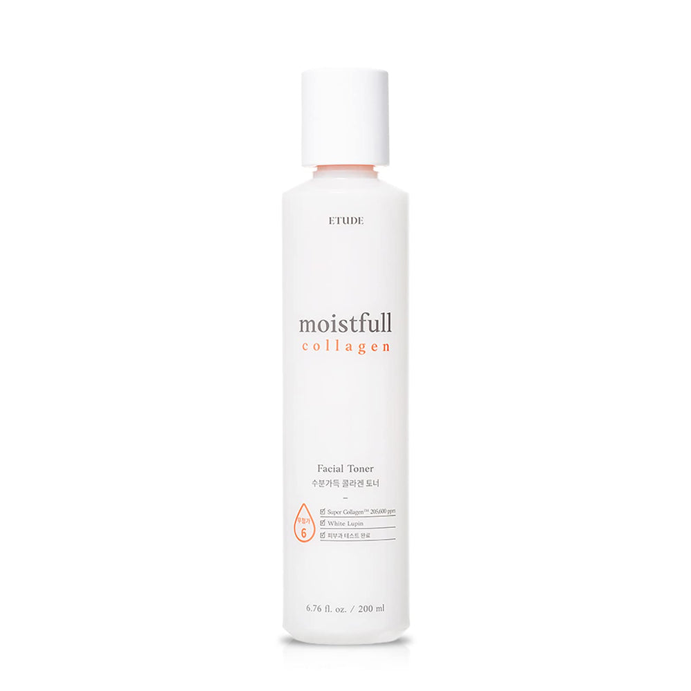 Etude Moistfull Collagen Toner bottle shot shows instant hydration for dewy skin