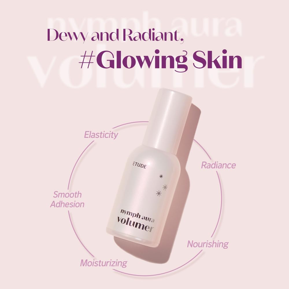 ETUDE Nymph Aura Volumer glass skin effect on skin for radiant finish.