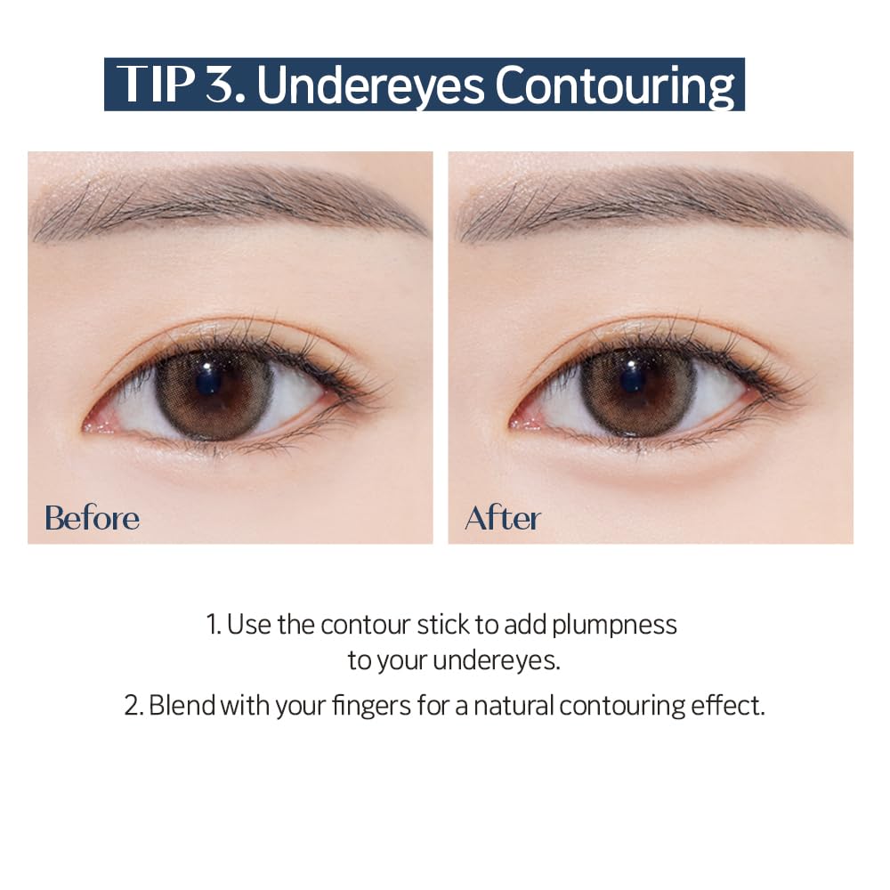ETUDE Reborn Maker Contour Stick under-eye area closeup hints brightening definition with minimal product.