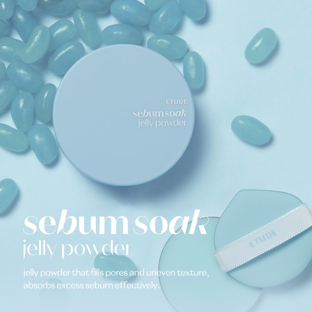 ETUDE SebumSoak Jelly Pressed Powder texture close-up reveals a light, jelly-like formula.