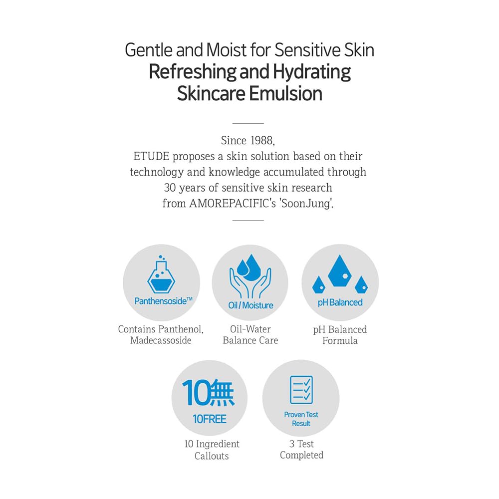 ETUDE SoonJung 10-Free Moist Emulsion being integrated into a skincare routine setup for balanced skin