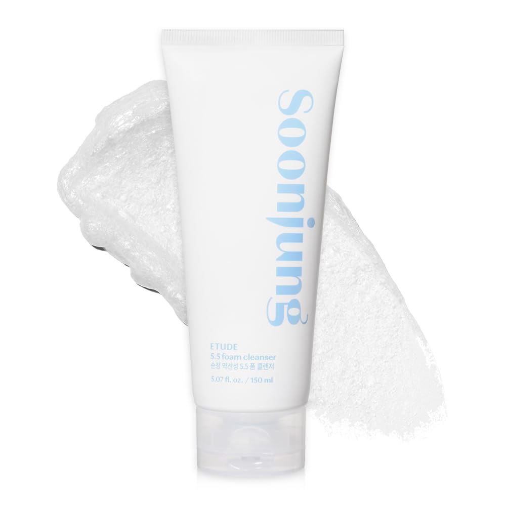 ETUDE SoonJung 5.5 Foam Cleanser bottle with gentle pH 5.5 for sensitive skin.