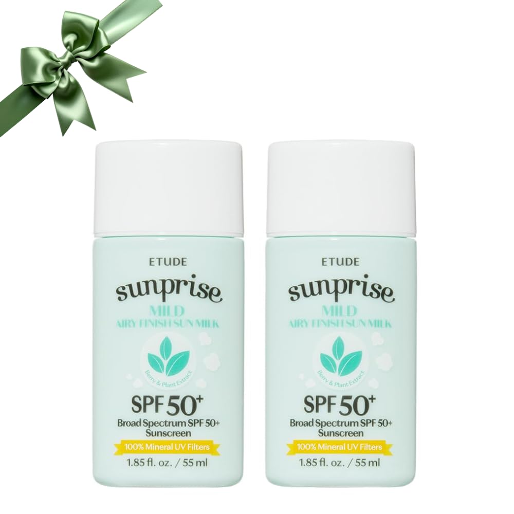 ETUDE Sunprise mild airy finish bottle shows lightweight sunscreen texture for daily wear.